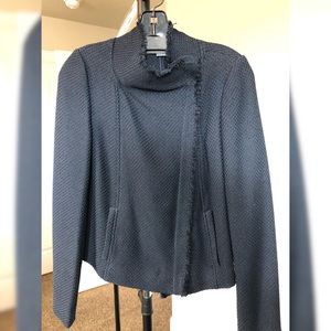Vince Frayed Edge Scuba Moto Jacket Black